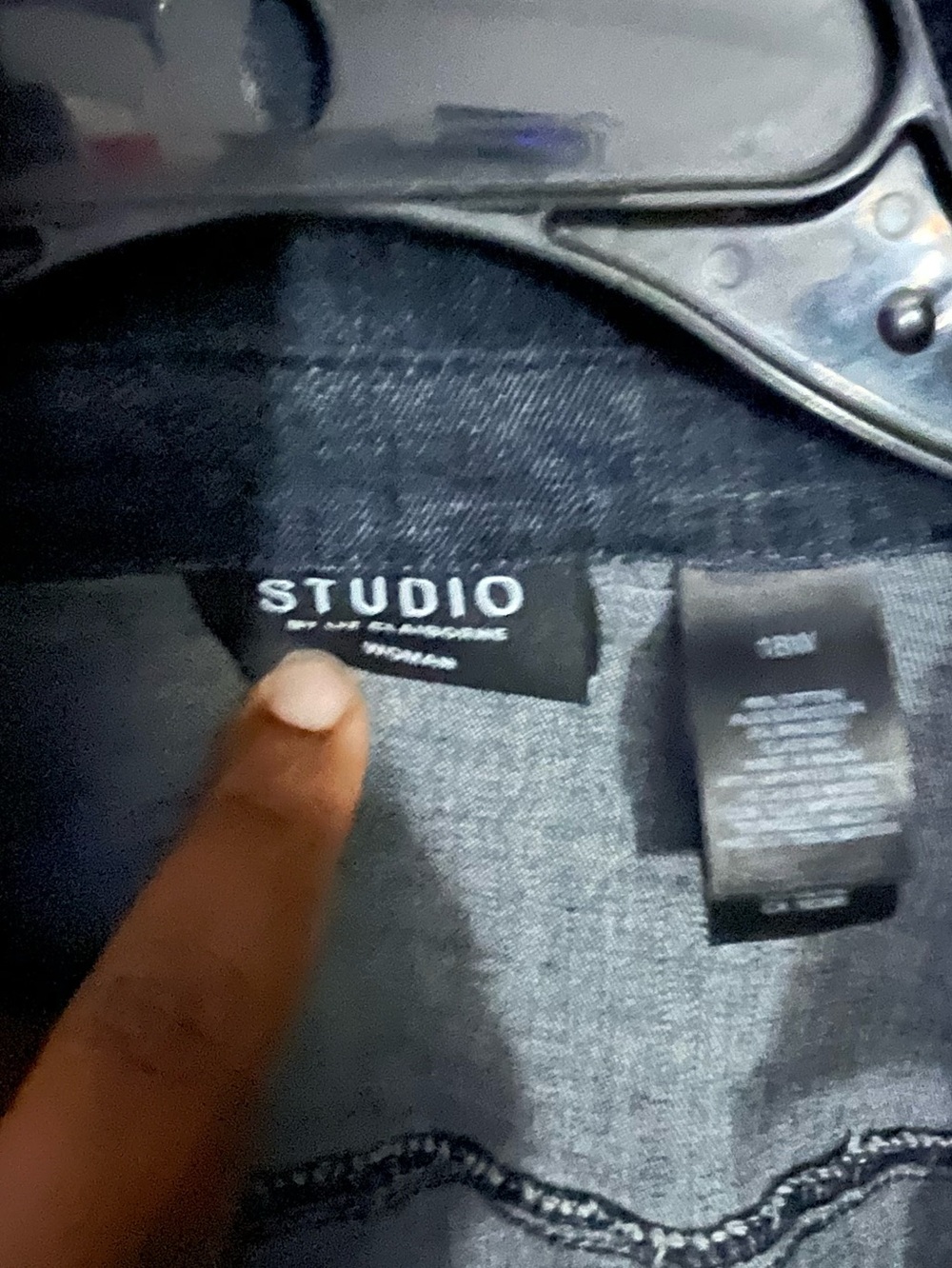 Vintage Studio Women’s Navy Blue Denim Jean Jacket Shirt.